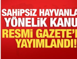 Sahipsiz hayvanlara yönelik düzenlemeler içeren kanun Resmi Gazete’de