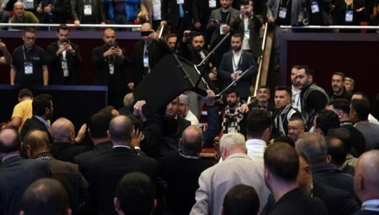 Beşiktaş kongresinde sandalyeler havada uçuştu!