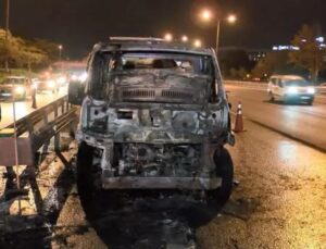 TEM’de kaygı dolu olay! Araç küle döndü