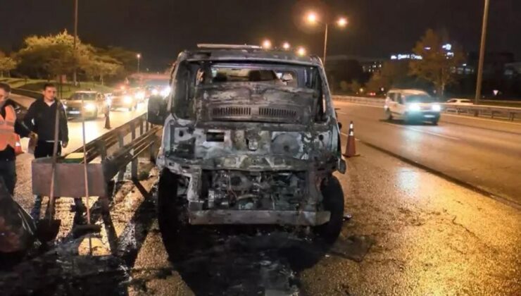 TEM’de kaygı dolu olay! Araç küle döndü