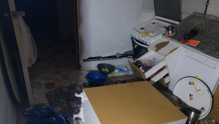 Konutun mutfak tabanı çöktü bina tahliye edildi
